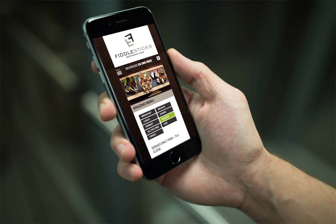 Fiddlesticks Restaurant & Bar website design - mobile