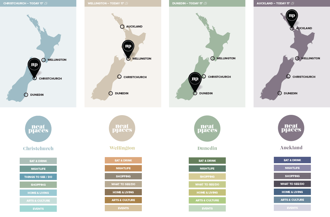 Neat Places website - Map & colour combinations