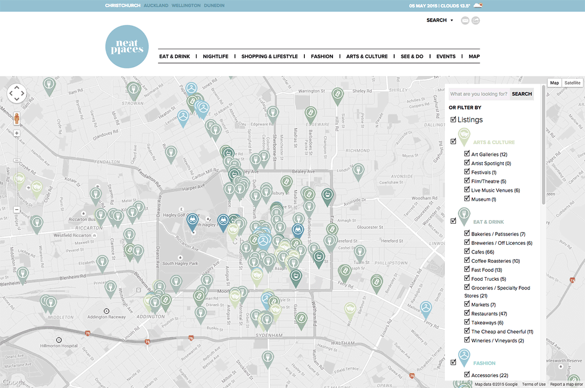 Neat Places website - Local Map Design