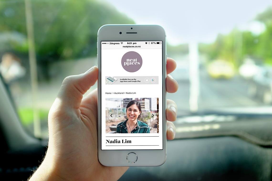Neat Places responsive website - mobile